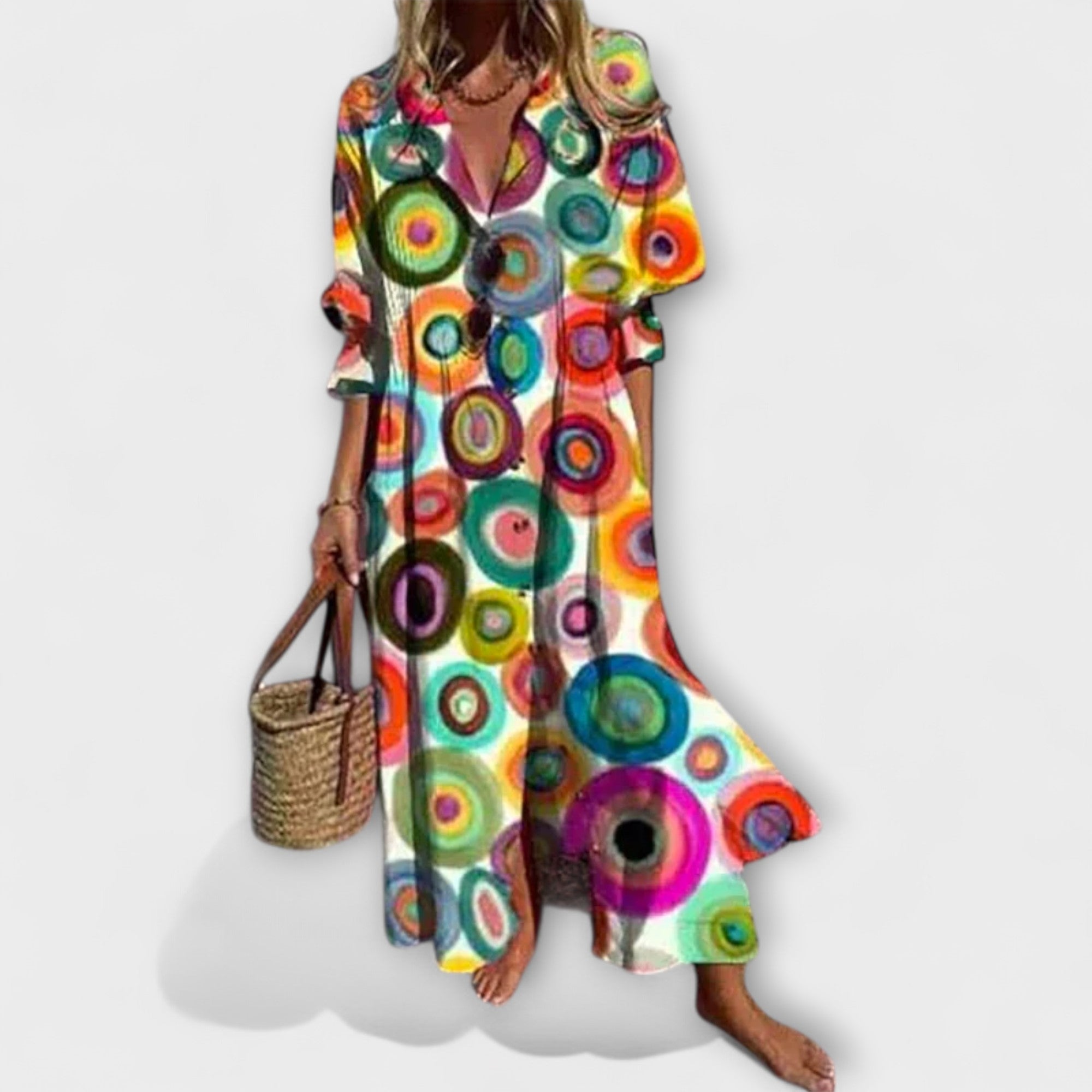 Lila - Flatterende Maxi Jurk met Buikbedekking  - By Qivii