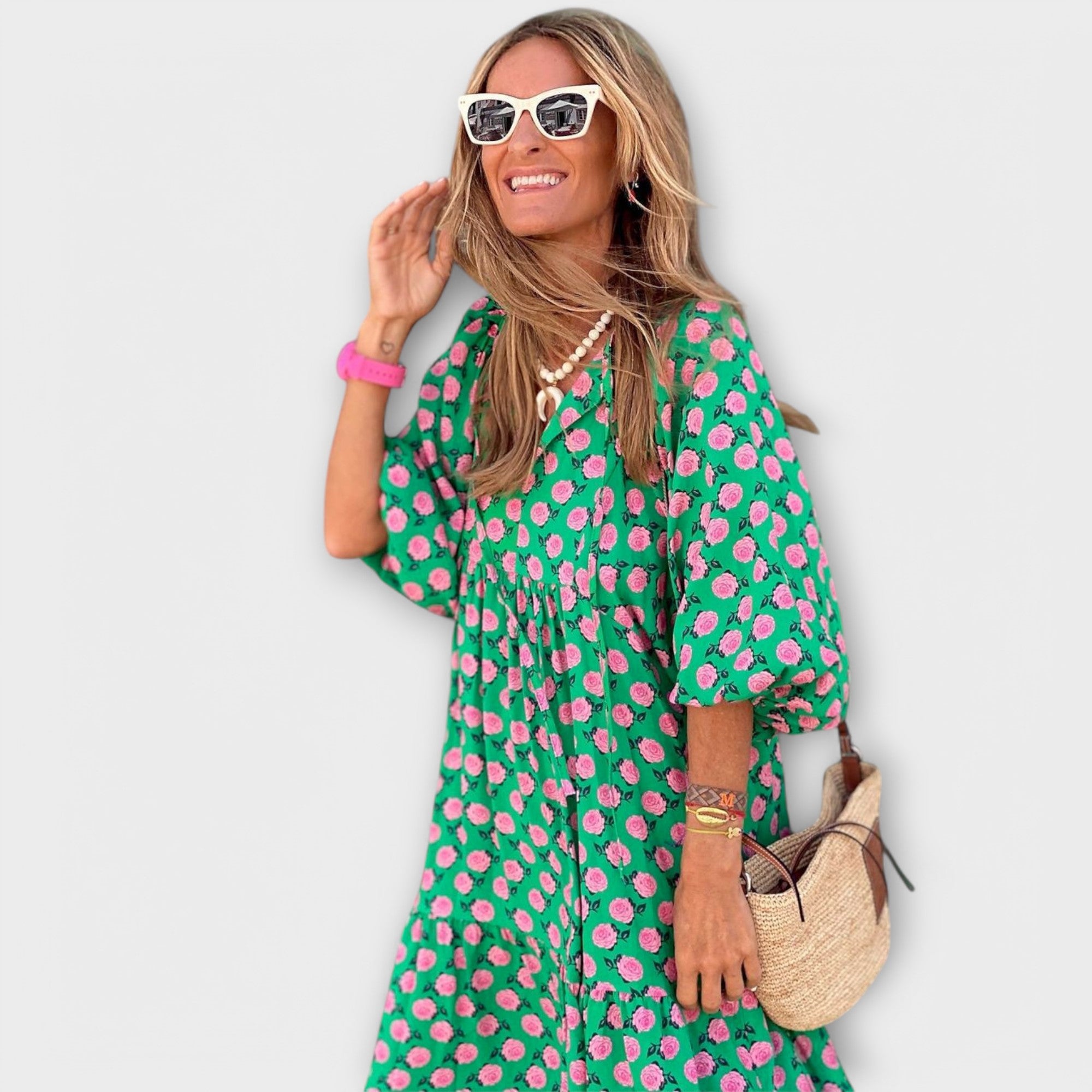 Elegante geometrische maxi-jurk  - By Qivii