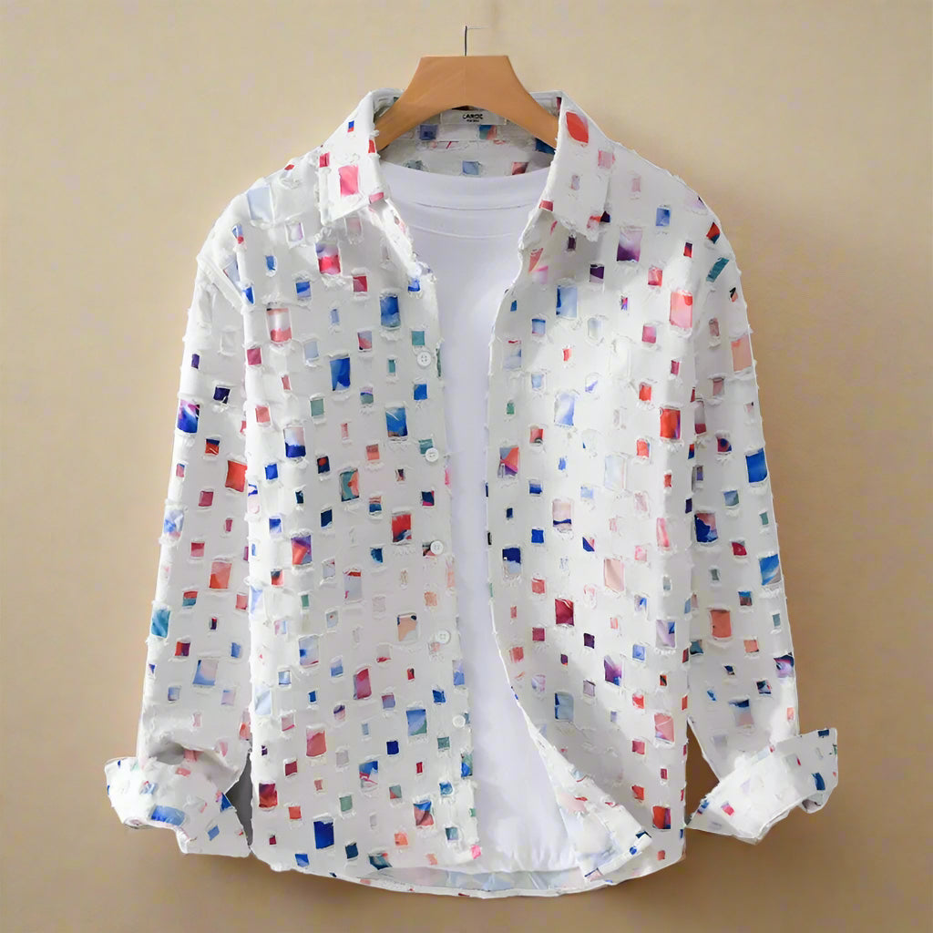 Fernando - Stijlvol Mozaïekprint Shirt  - By Qivii