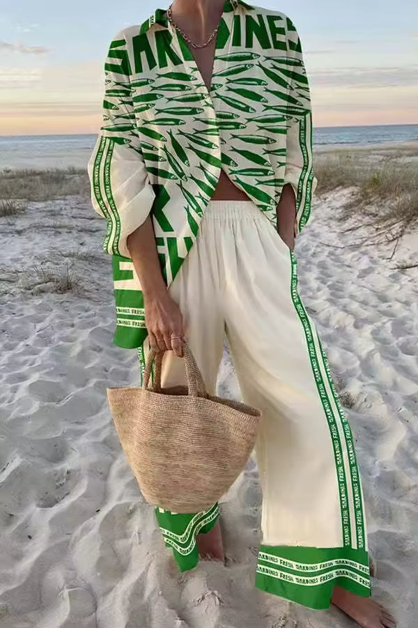 Linda | Elegant Printed Loose Fit Two Piece Summer Set by Qivii