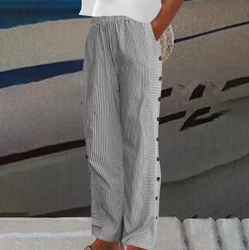 Sharon | Comfortable Striped Loose Fit Summer Pants by Qivii