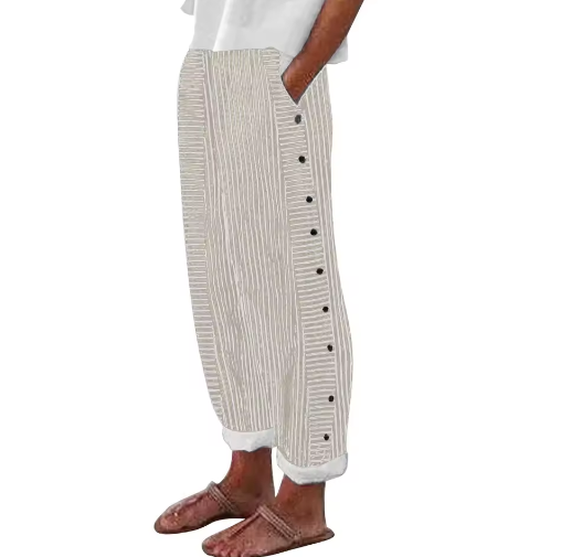 Sharon | Comfortable Striped Loose Fit Summer Pants by Qivii