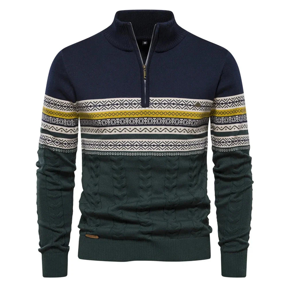 Henry™ - Stijlvolle Fair Isle Half Zip Trui  - By Qivii
