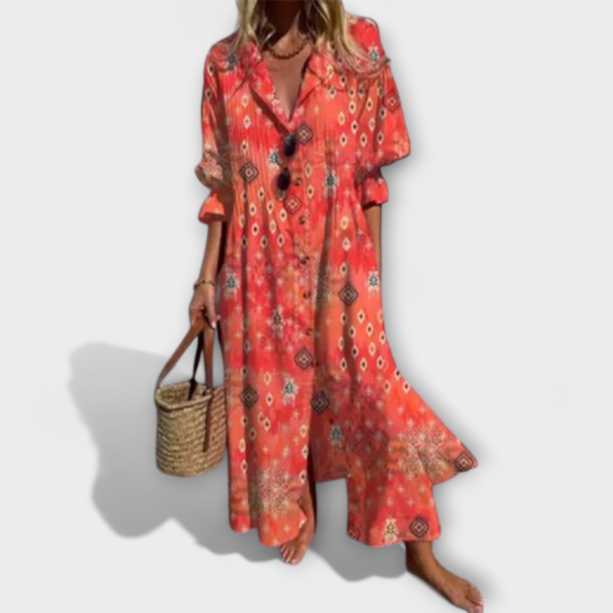 Lila - Flatterende Maxi Jurk met Buikbedekking  - By Qivii