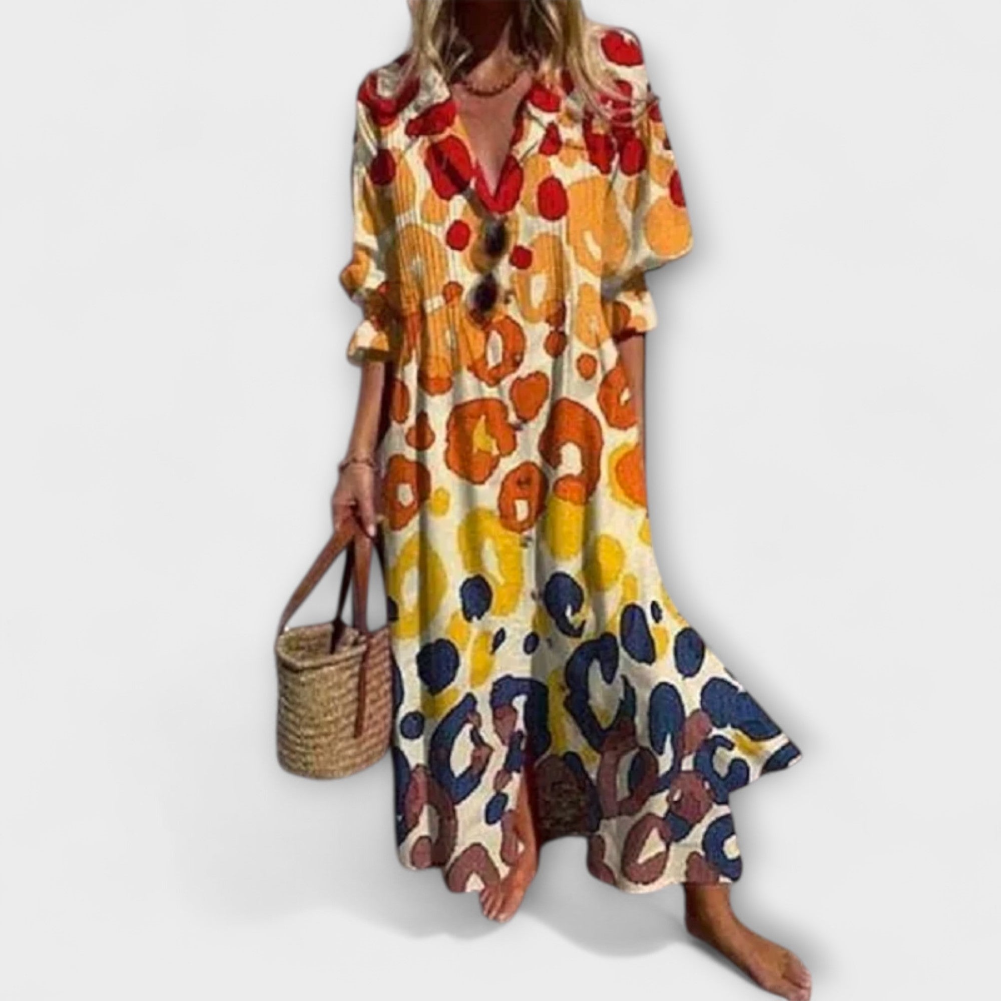 Lila - Flatterende Maxi Jurk met Buikbedekking  - By Qivii