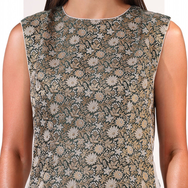 Silver Sharara with Brocade Top - qivii