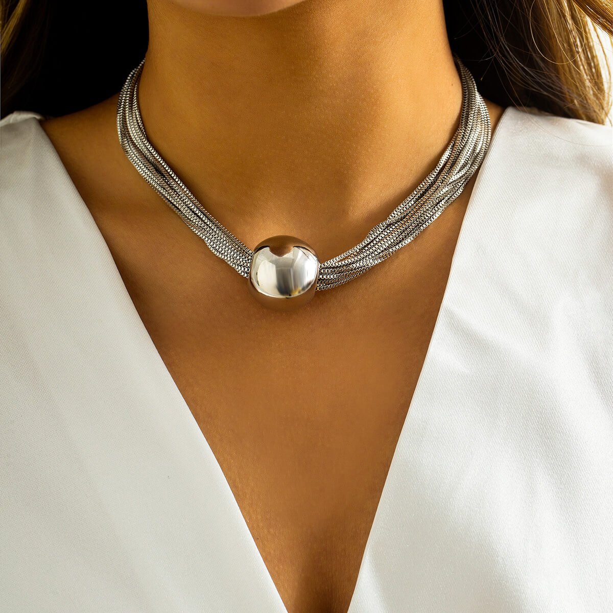 Aria Elegant Sphere Necklace  - By Qivii