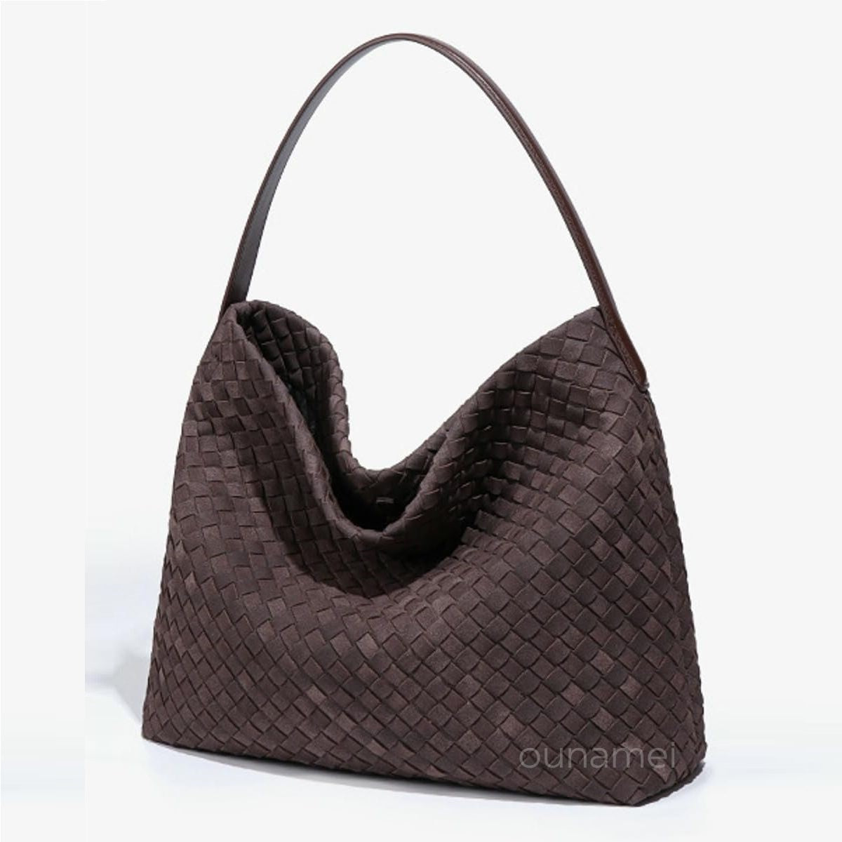 Ounamei Woven Faux Suede Hobo Bag | Slouchy Tote, Crossbody & Shoulder Handbag for Women