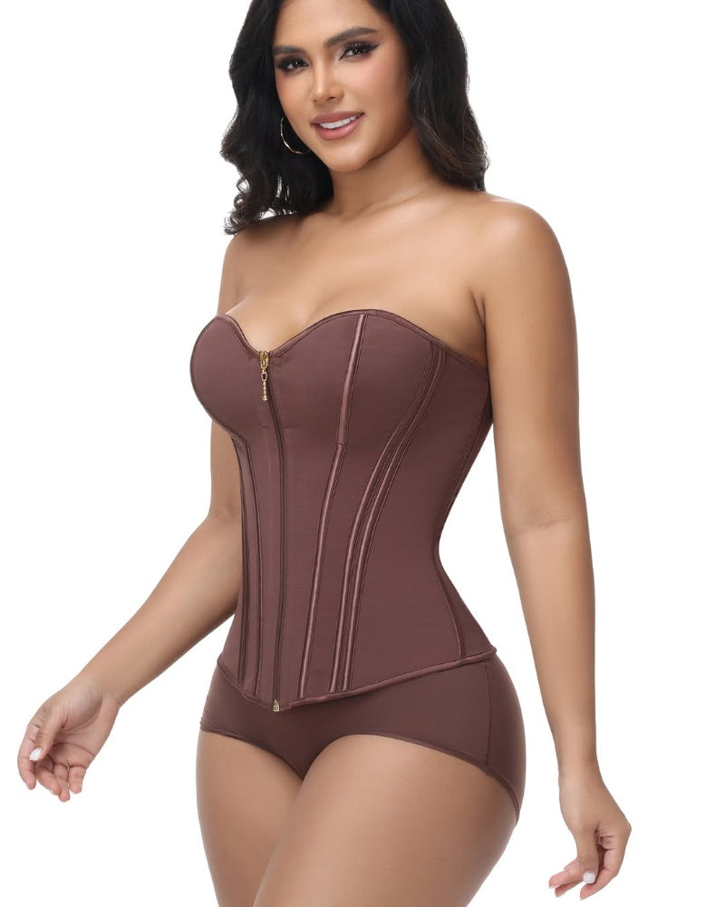 Shapshe® Fajas Colombianas Leopard Print Zip Up Corset Top  - By Qivii