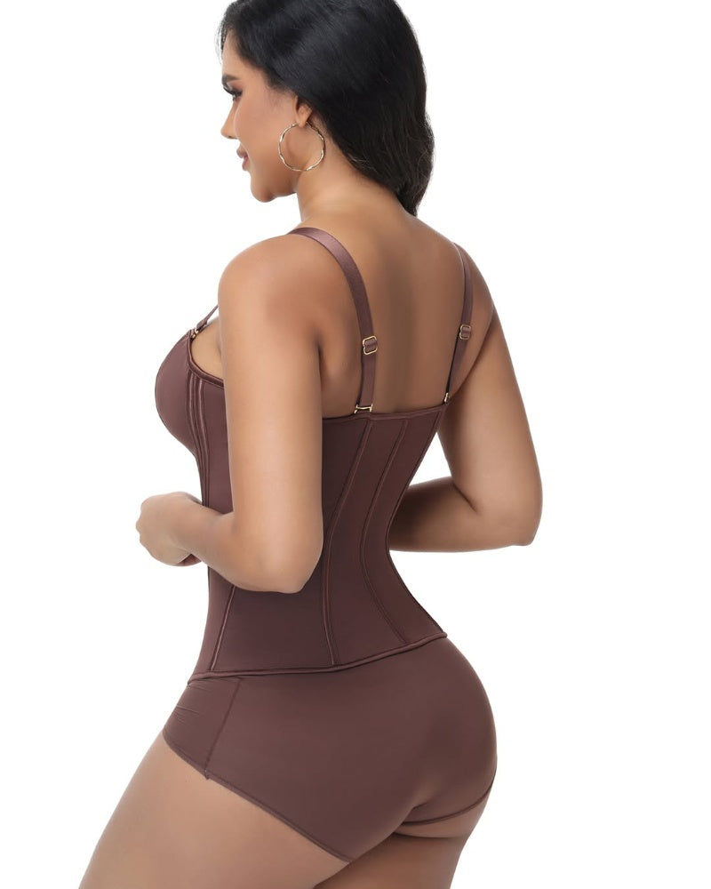 Shapshe® Fajas Colombianas Leopard Print Zip Up Corset Top  - By Qivii
