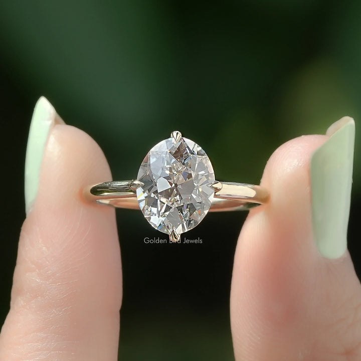 Solitaire Old Mine Oval Cut Diamond Ring