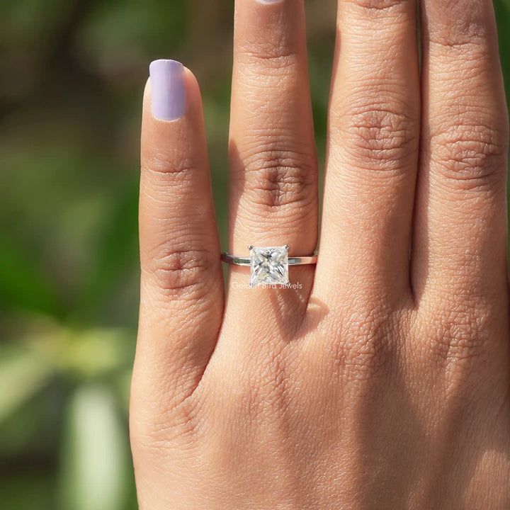 Princess Cut Solitaire Moissanite Engagement Ring