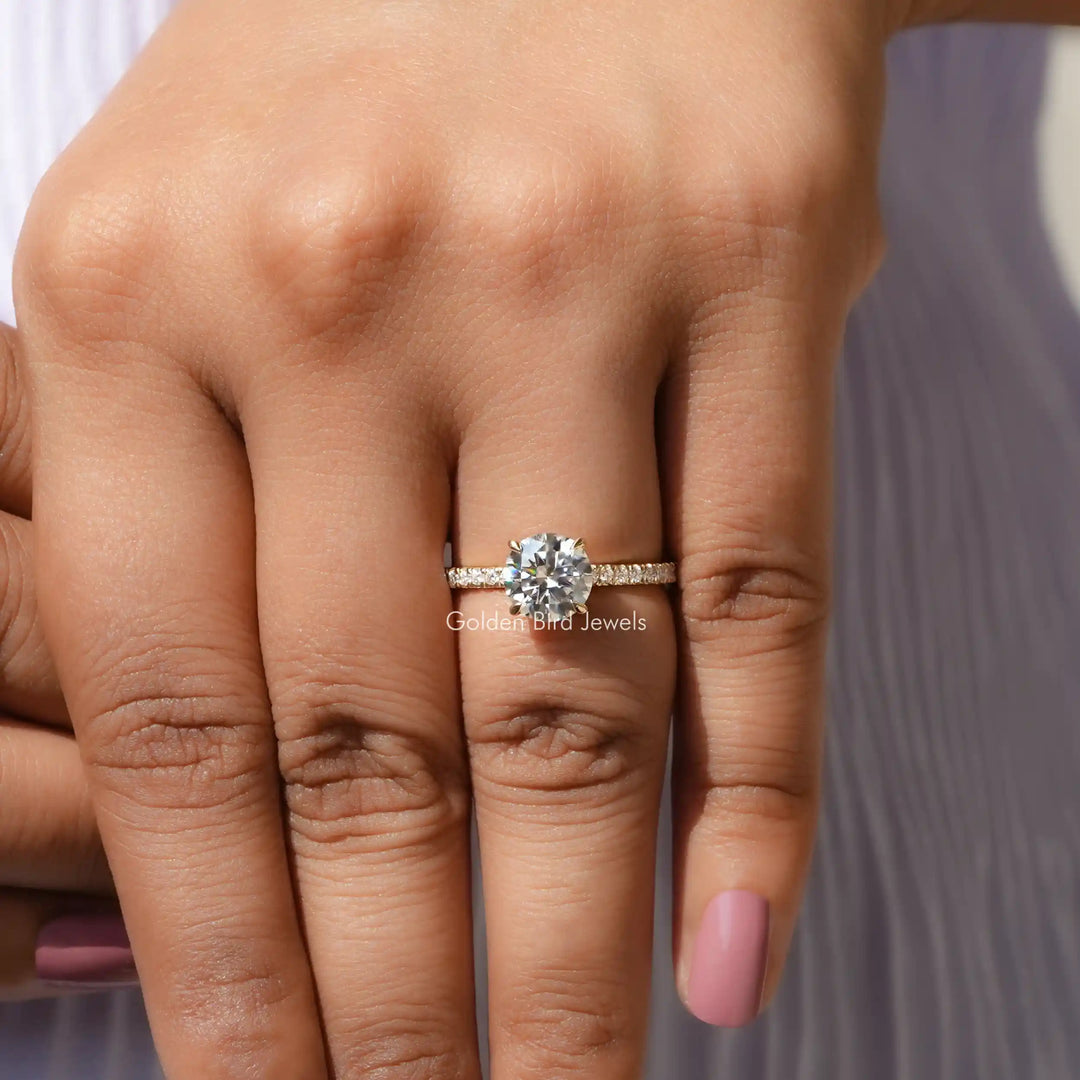 Round Cut Moissanite Solitaire With Accent Ring