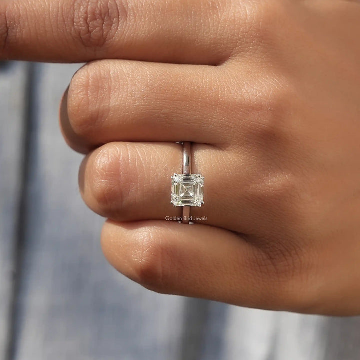 Square Emerald Cut Lab Grown Diamond Ring