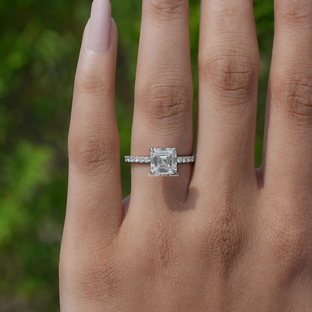 Square Emerald Diamond Engagement Ring