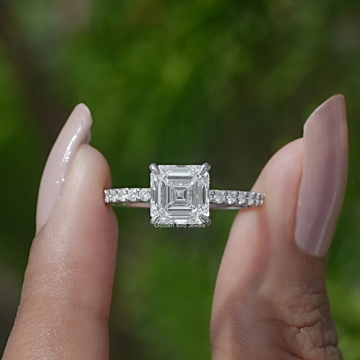 Square Emerald Diamond Engagement Ring