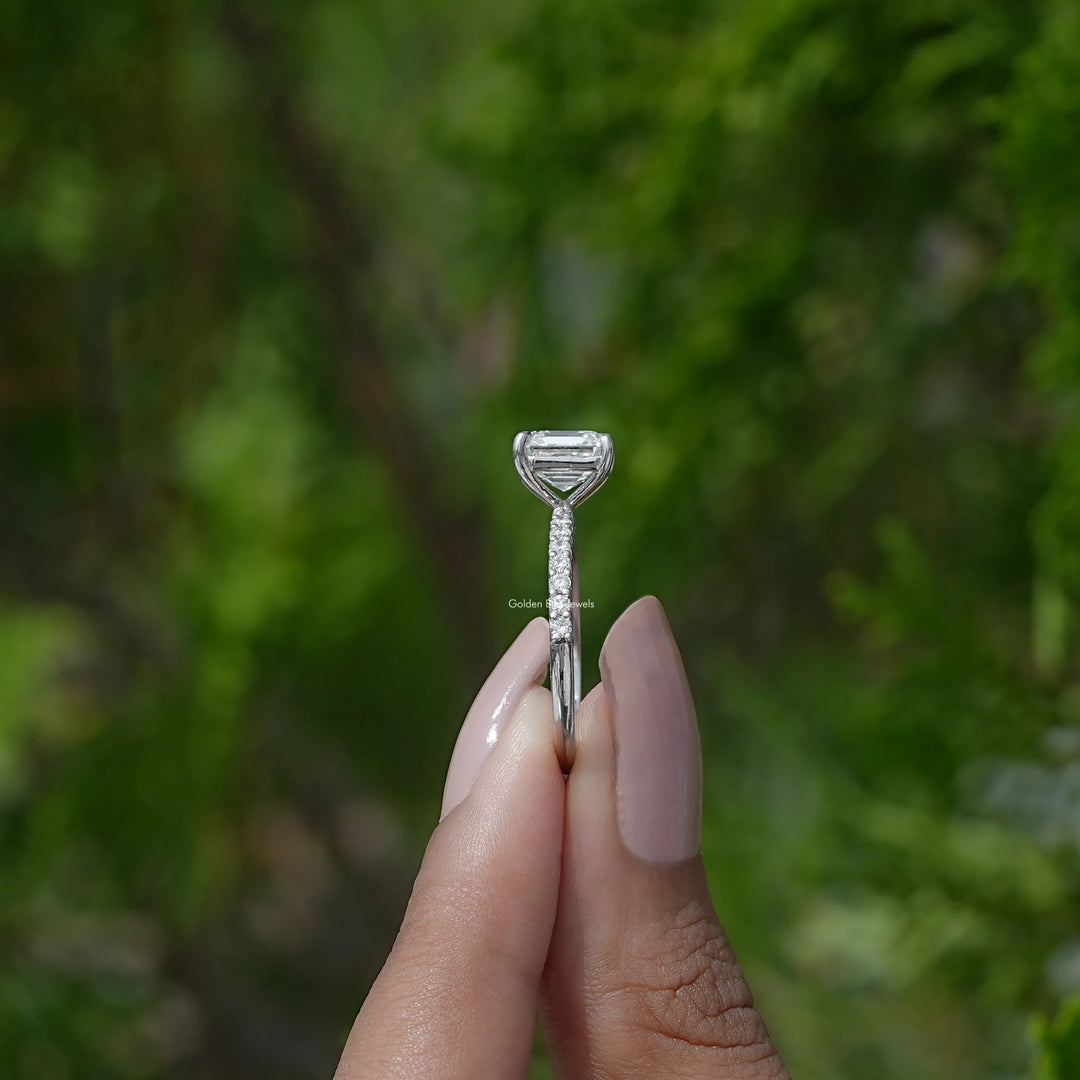 Square Emerald Diamond Engagement Ring