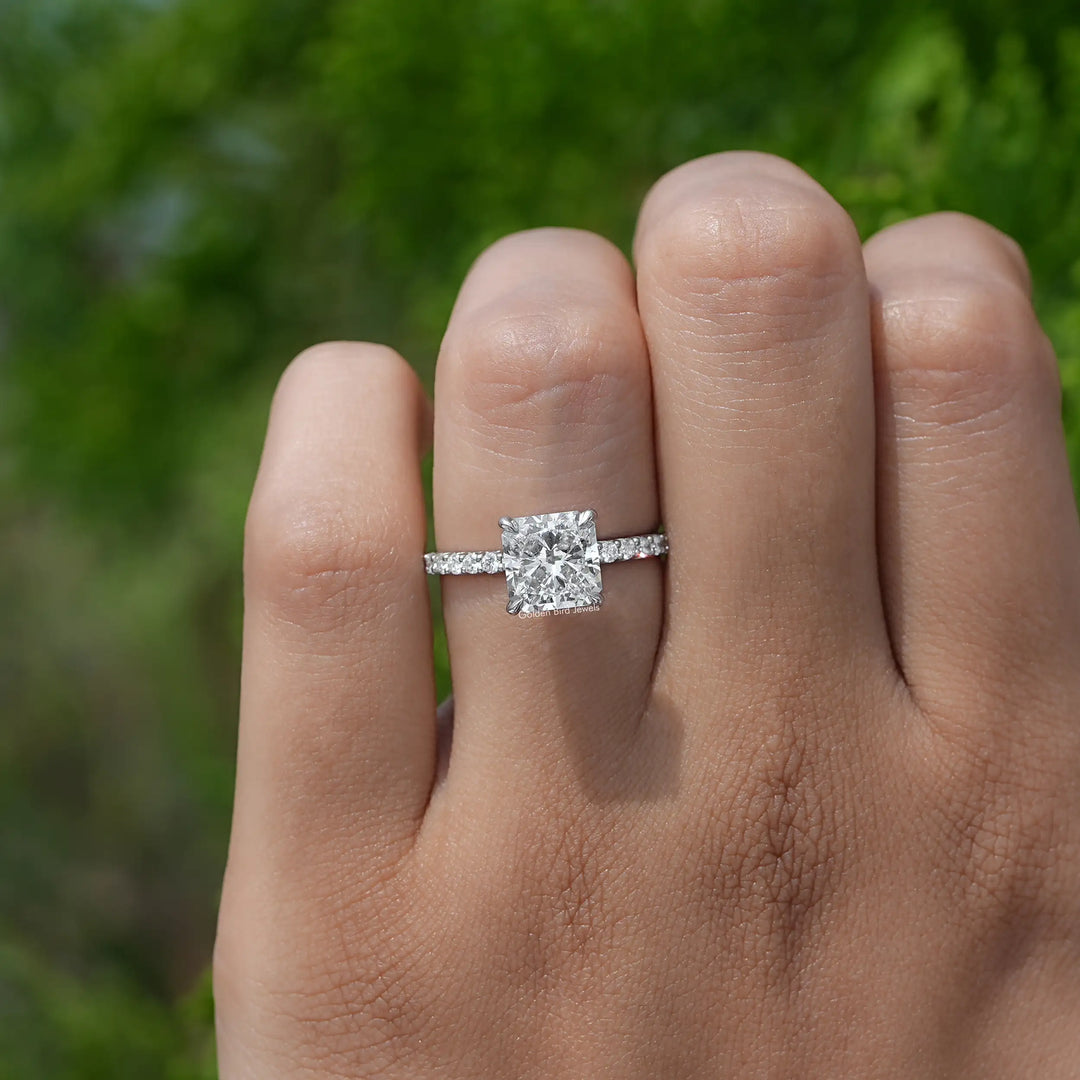 Square Radiant Accent Cut Diamond Engagement Ring