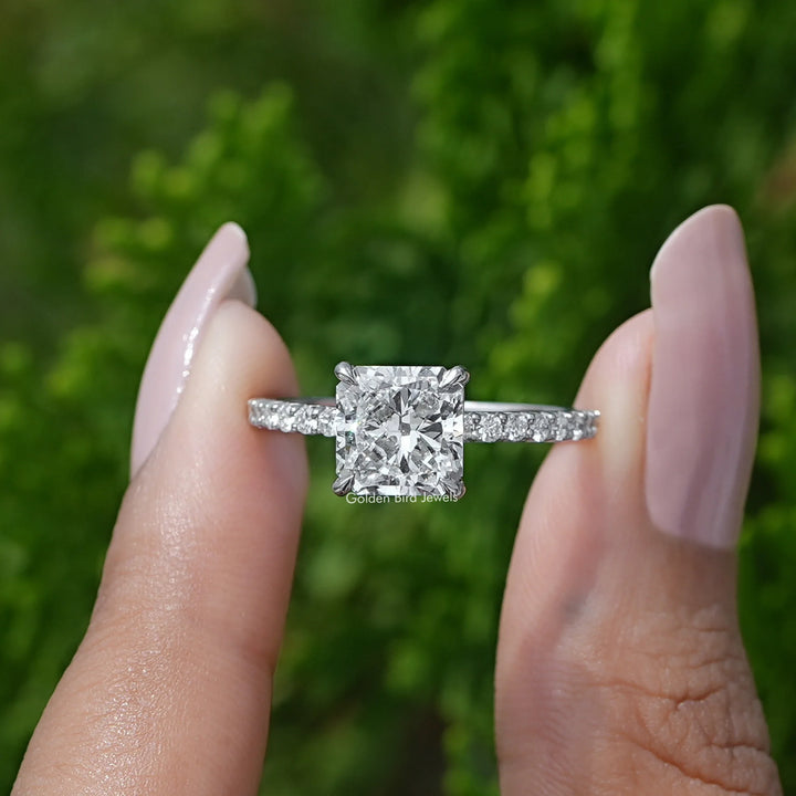 Square Radiant Accent Cut Diamond Engagement Ring