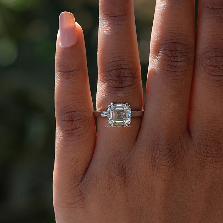 Step Cut Asscher Moissanite Solitaire Ring