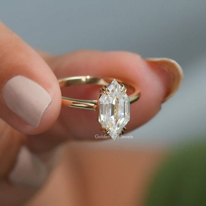 Step Cut Dutch Marquise Moissanite Ring