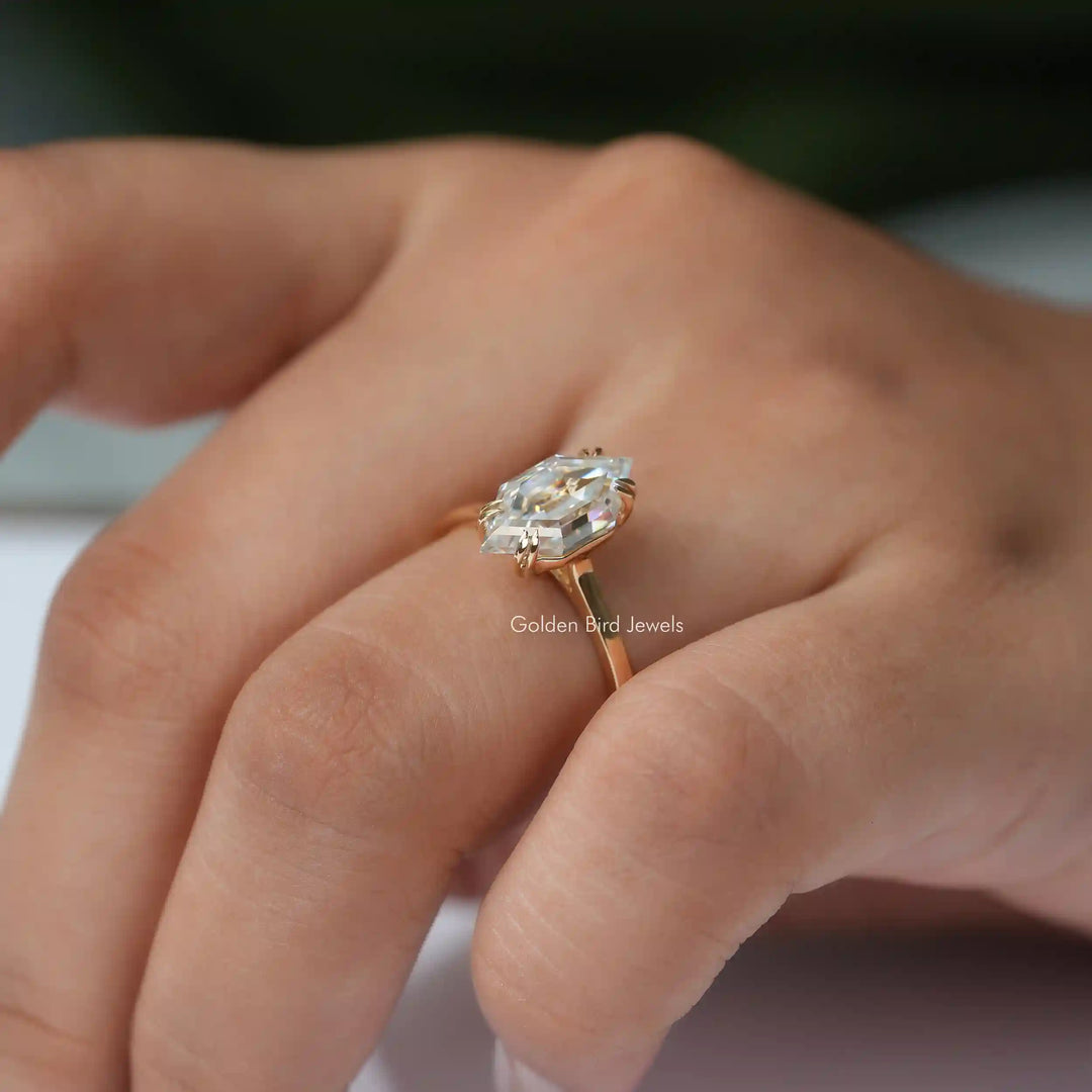 Step Cut Dutch Marquise Moissanite Ring