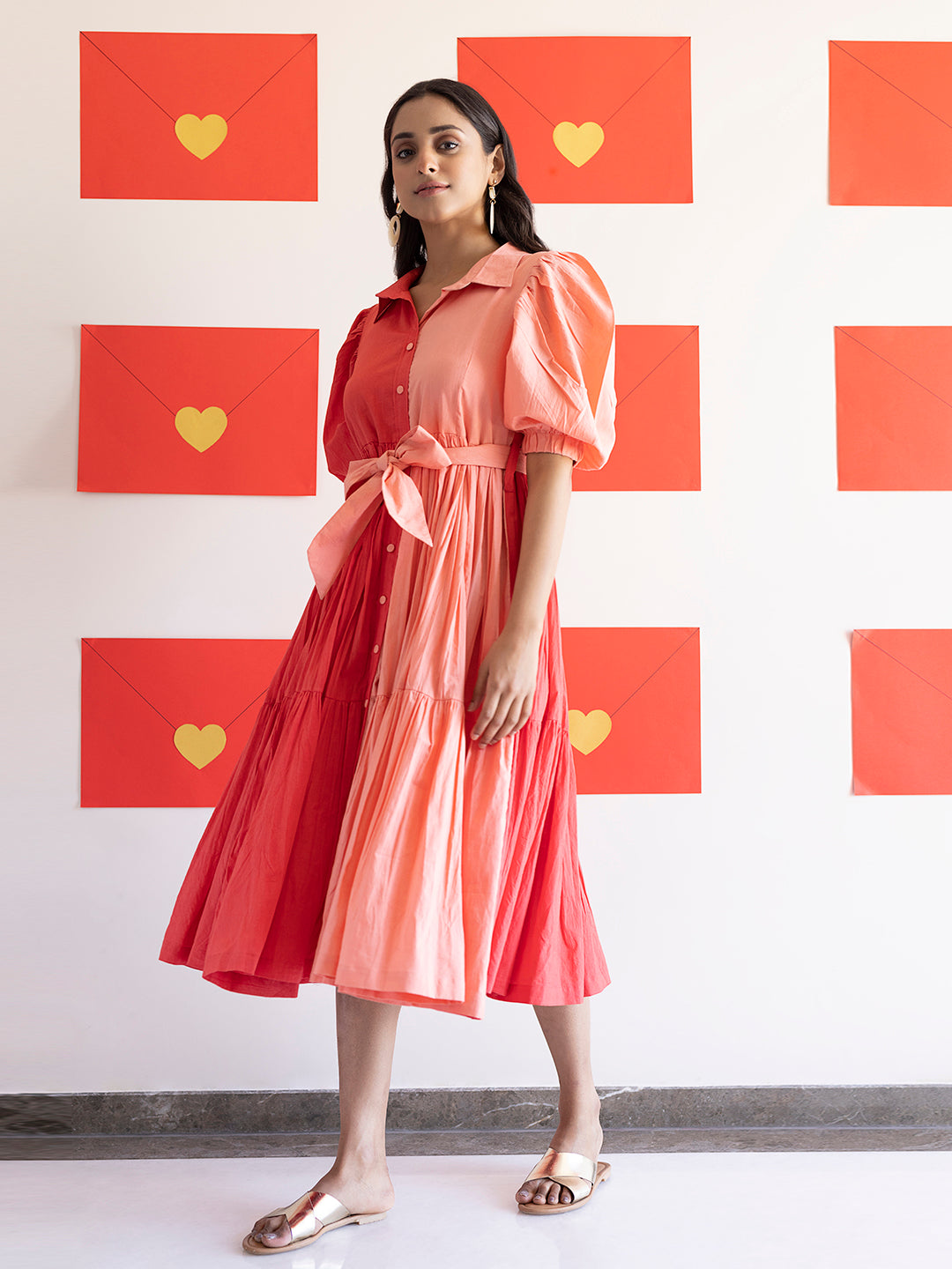 Sun Kissed Coral Midi Dress  - By Ragavi - qivii