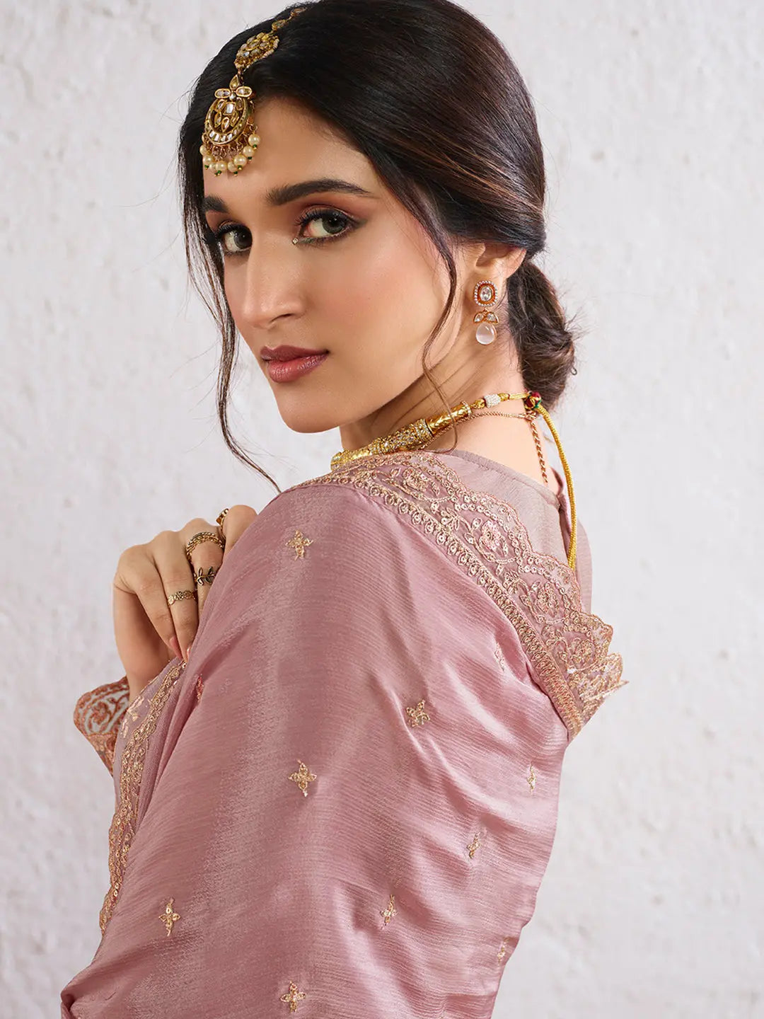 Sweet Lilac Jacquard Jaal work Sharara Suit Set by Qivii