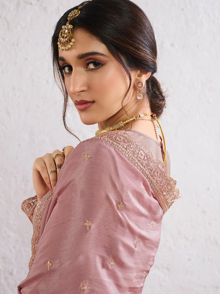 Sweet Lilac Jacquard Jaal work Sharara Suit Set by Qivii