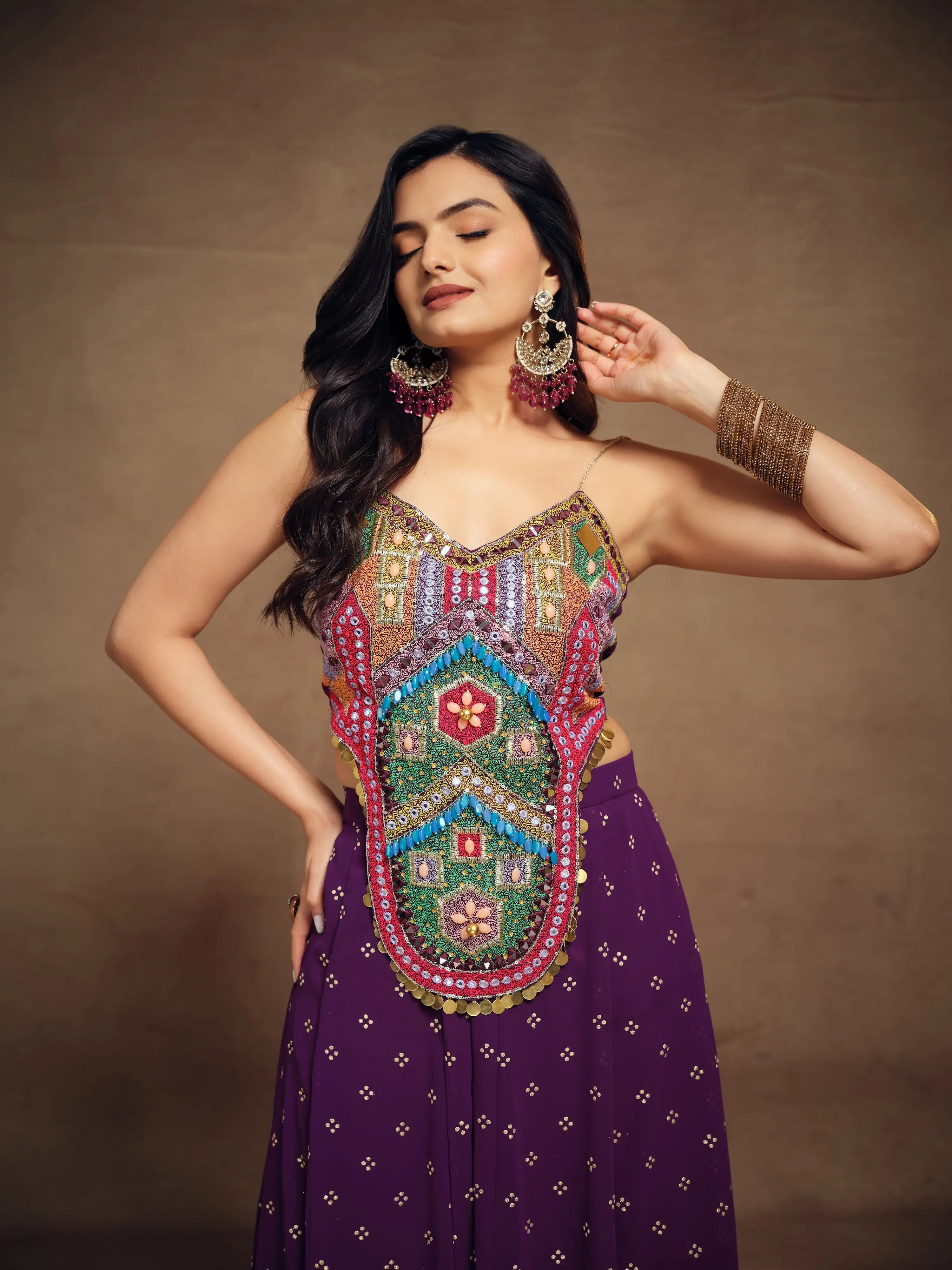 Light Purple Silk With Handwork Co-ord Set - qivii