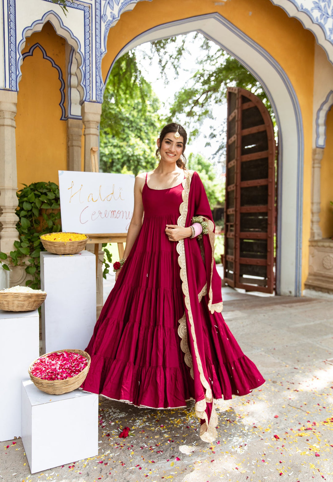 MAROON COLOR ORGANGA PRINTED SALWAR SUIT WITH DUPATTA BY QIVII