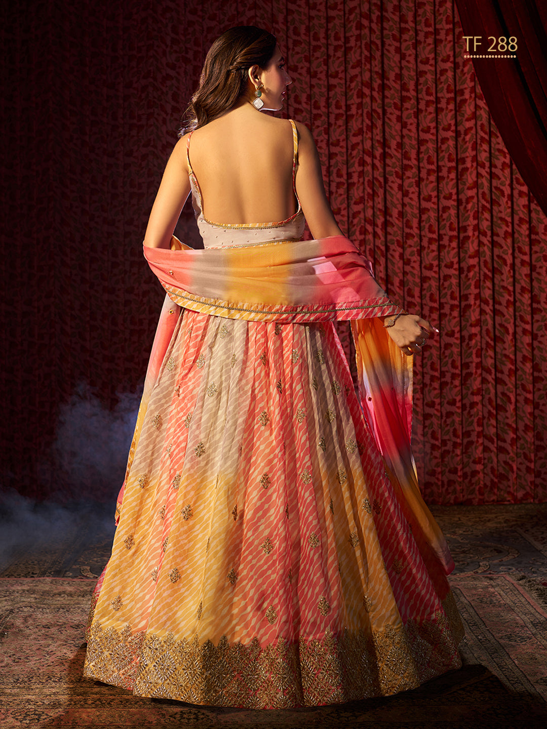 Multi-Color Organza Art Silk Embroidery, Printed Lehenga