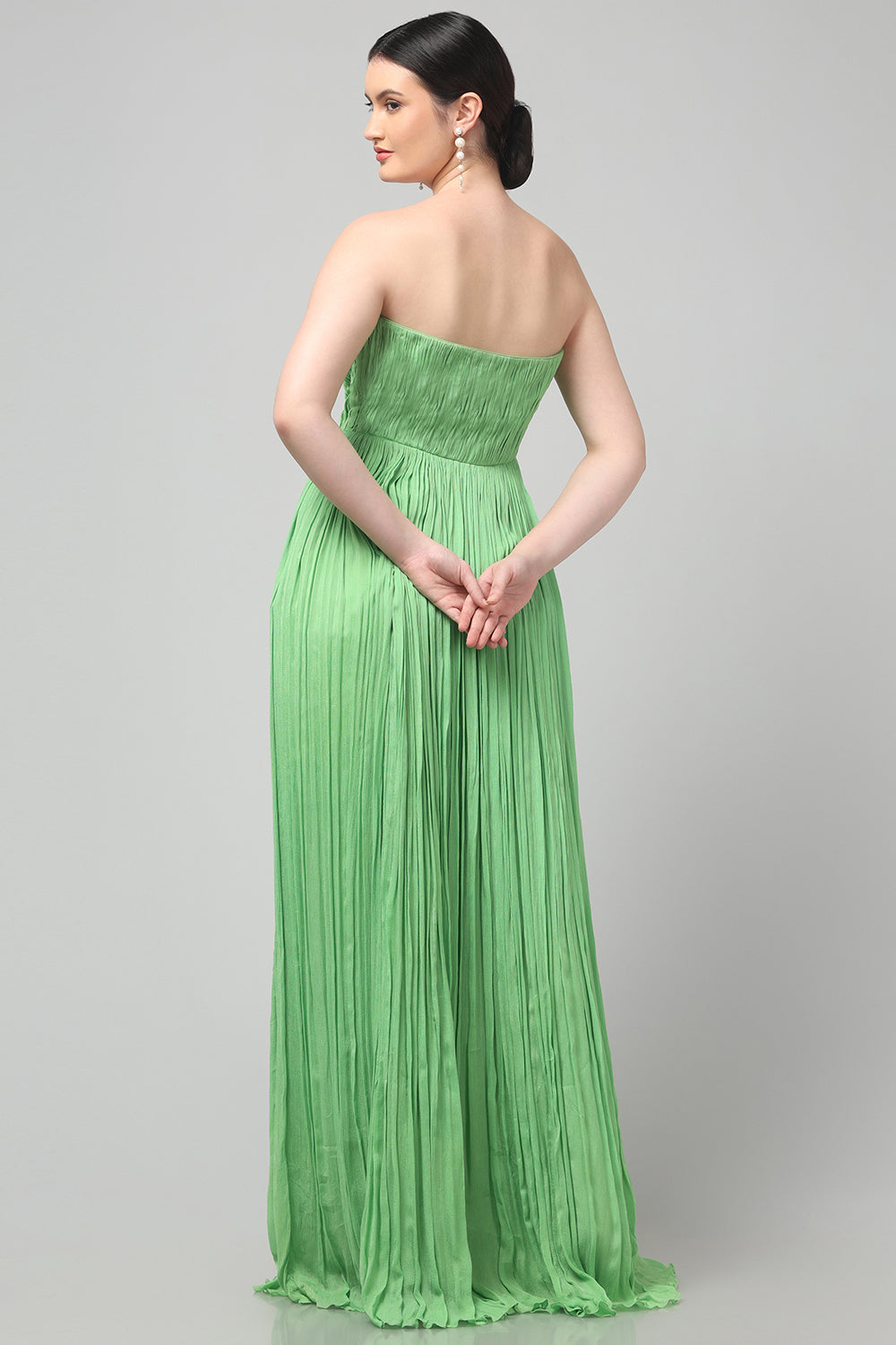 Tea Green Shoulder-Off Gown