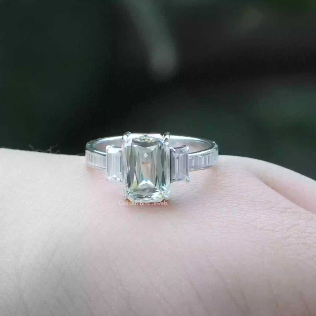 Criss Cut Moissanite Three Stone Ring