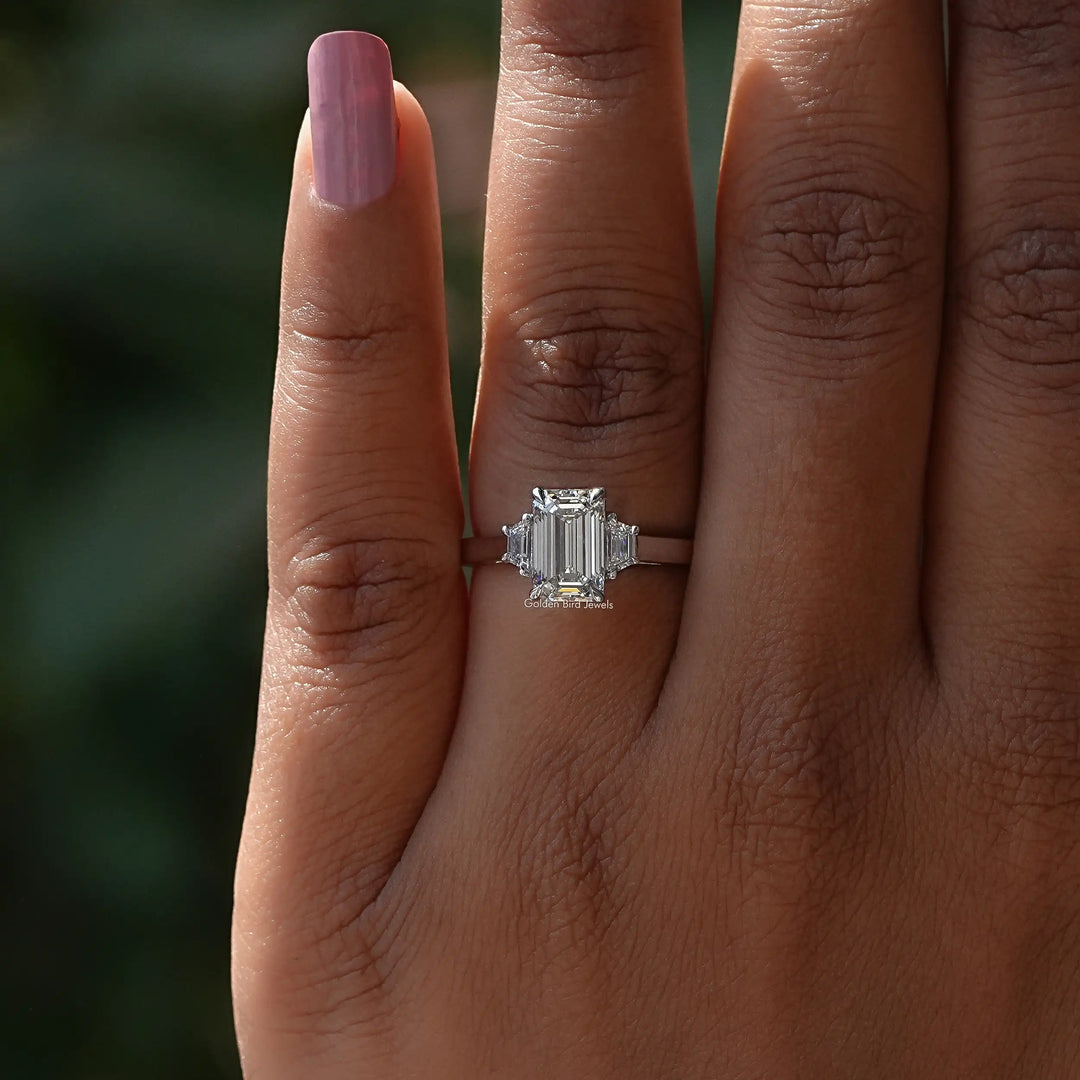 Three Stone Emerald Cut Diamond Ring