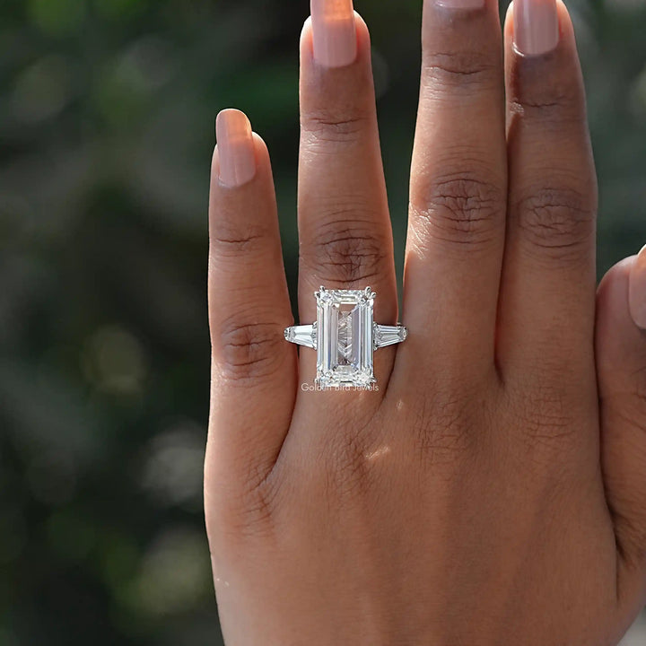 Lab Diamond Emerald Cut Three Stone Ring