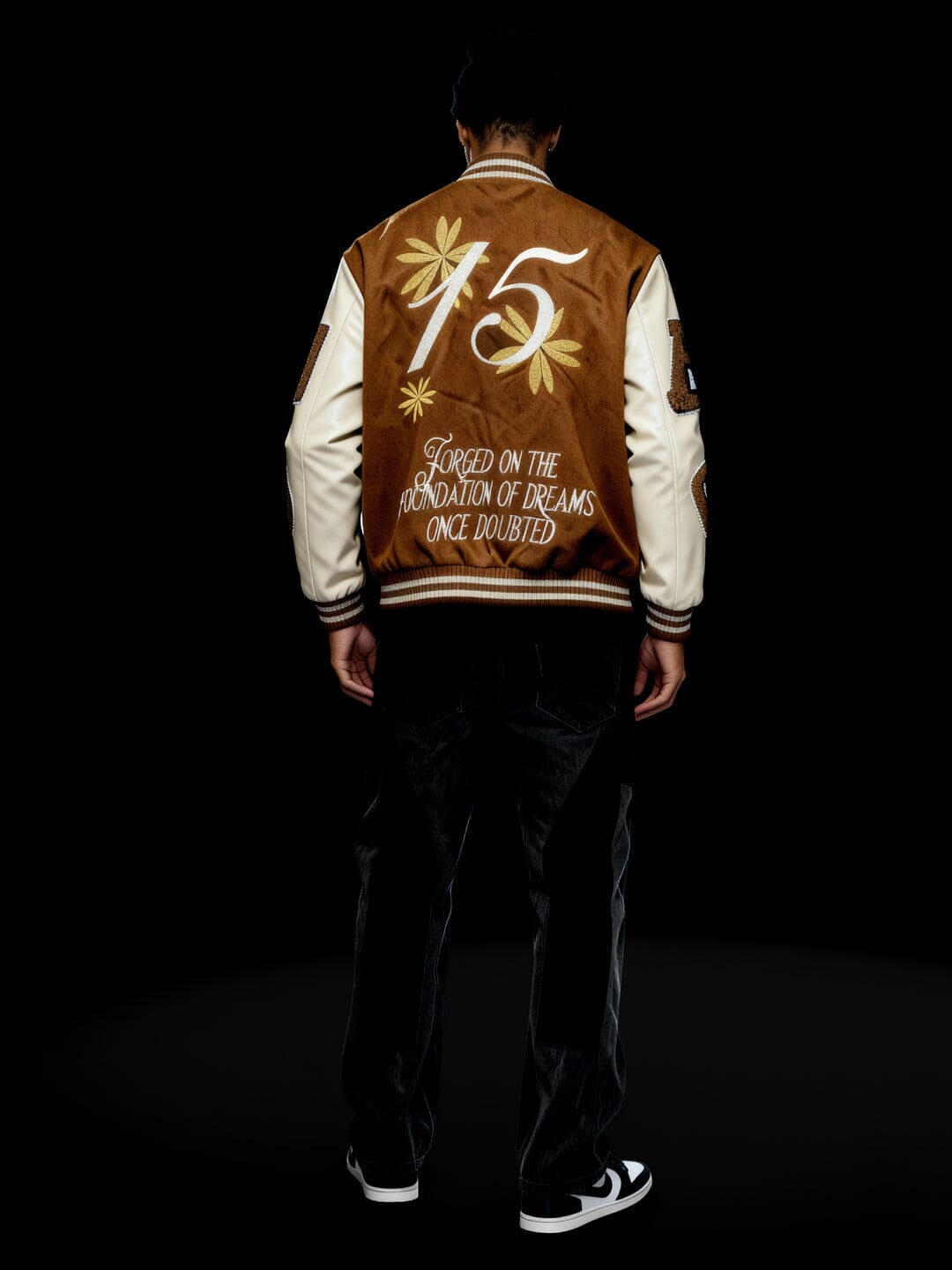 Brown Woollen Letterman Varsity Jacket