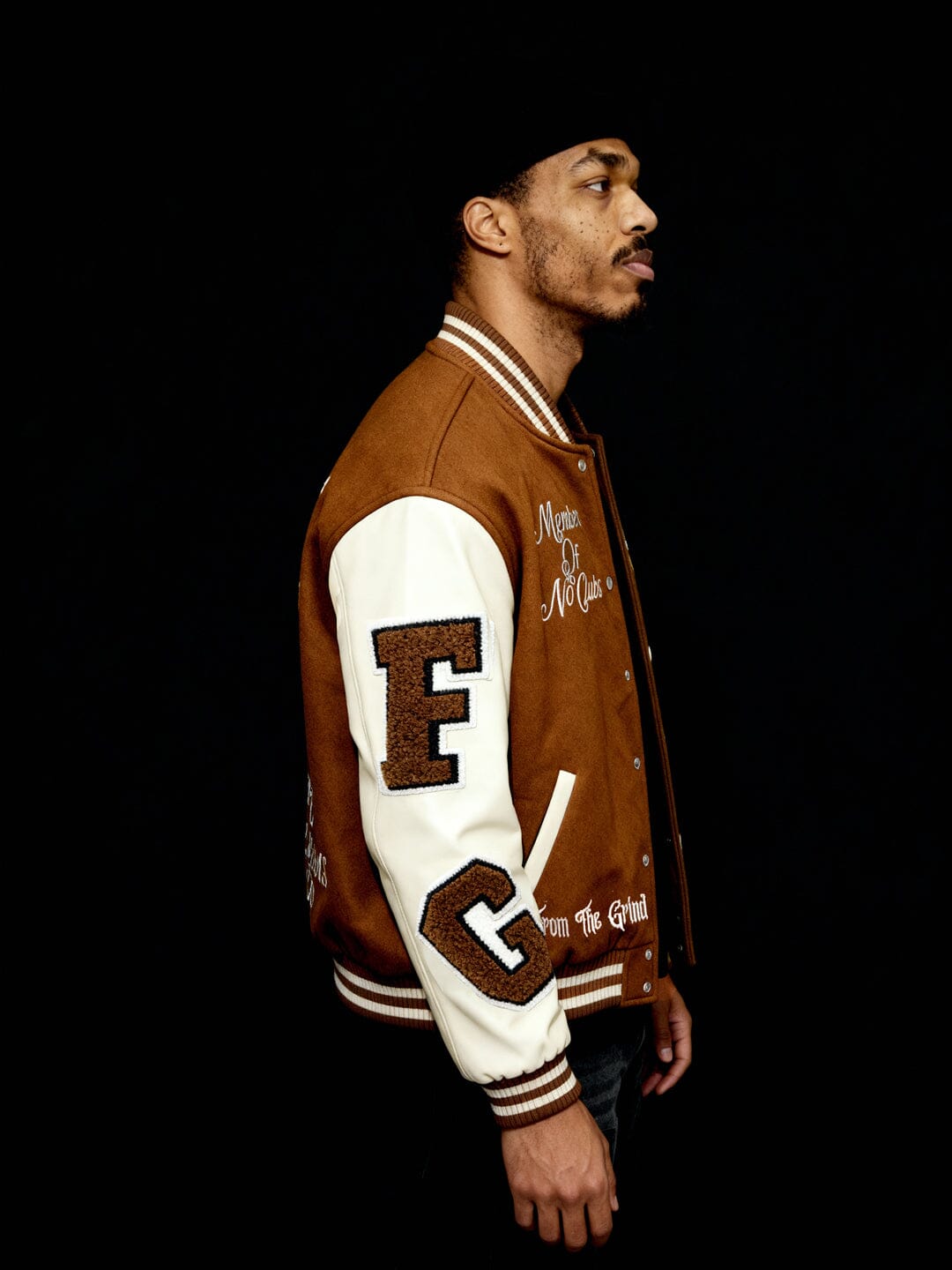 Brown Woollen Letterman Varsity Jacket