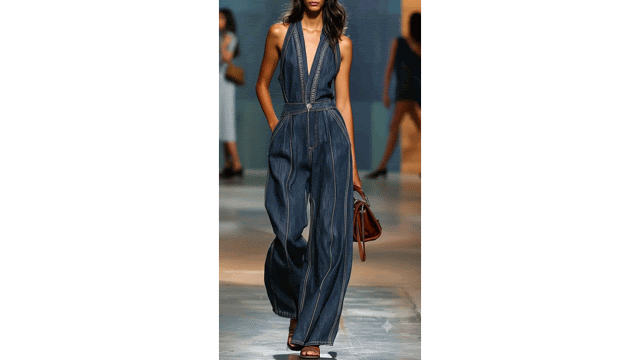【24-hour shipping out】V-Neck Casual Retro Sleeveless Wide-Leg Denim Jumpsuit  - By Qivii