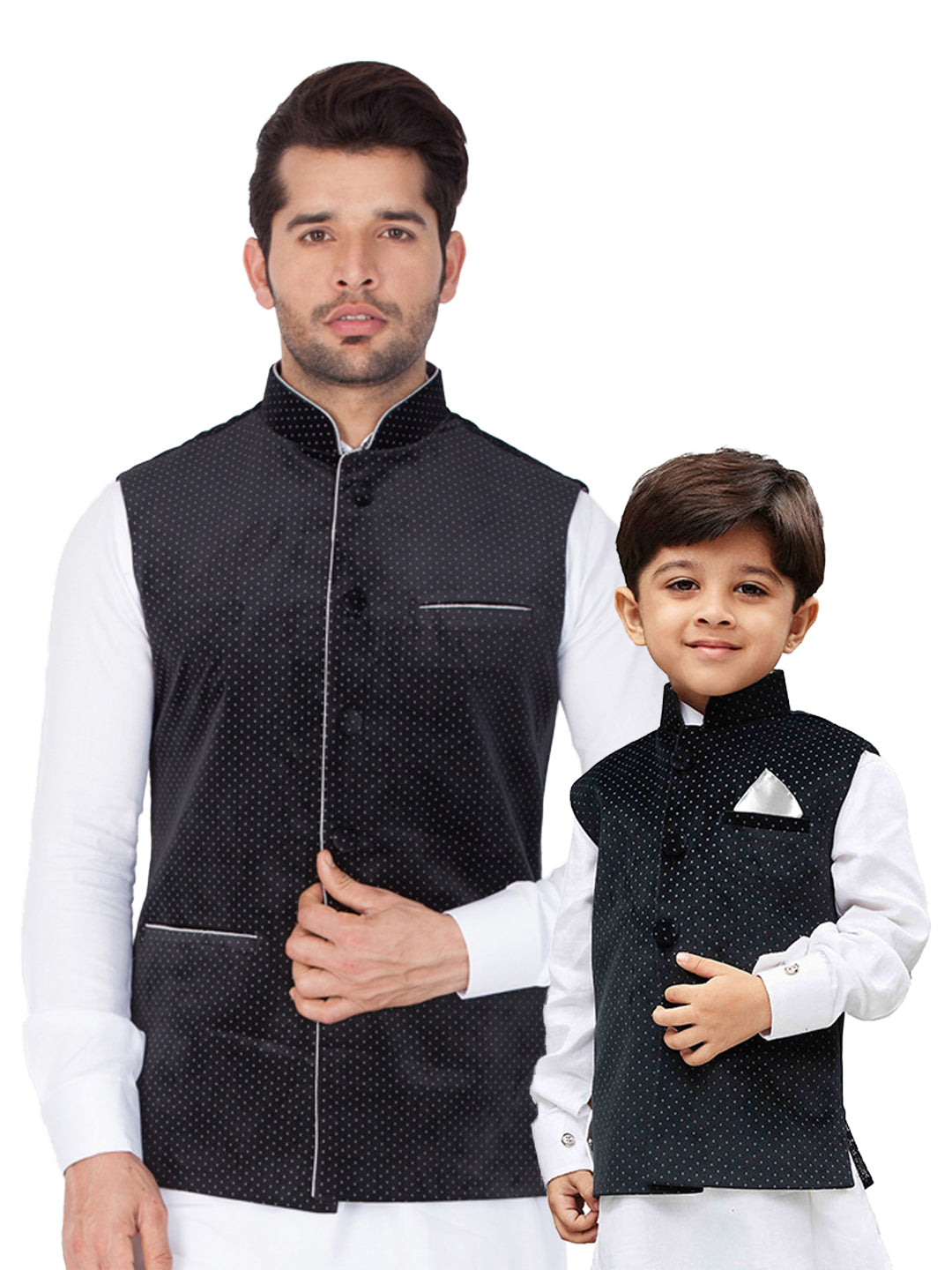 VASTRAMAY Velvet Black Color  Baap Beta Ethnic Jacket