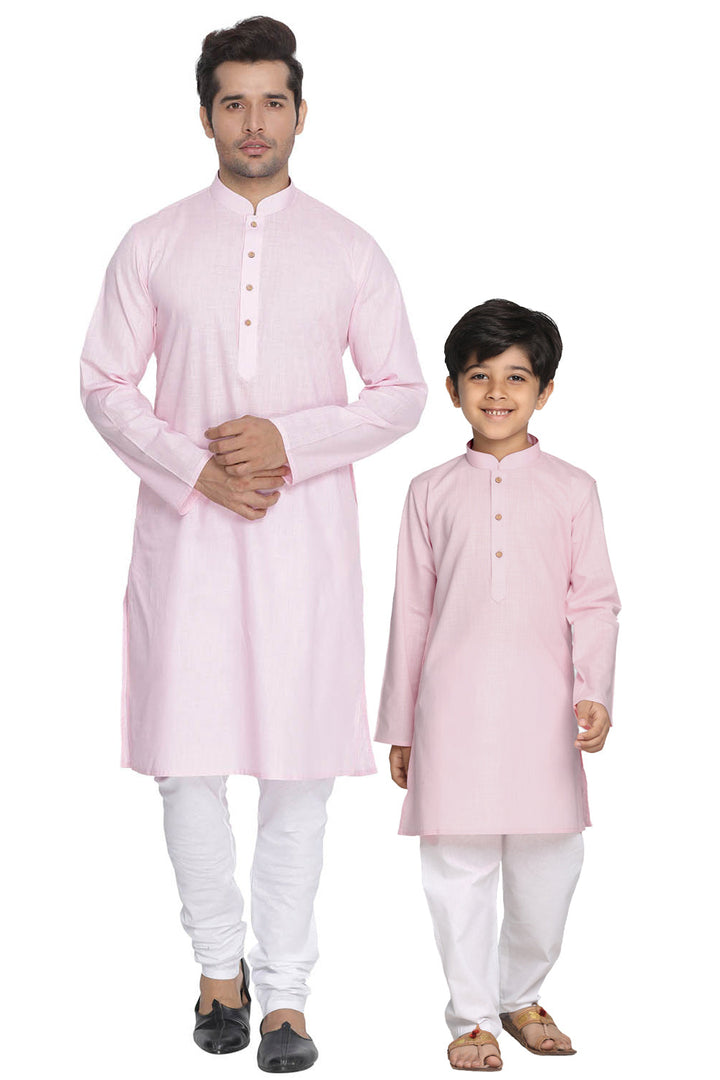 VASTRAMAY Pink Baap Beta Kurta Pyjama Set