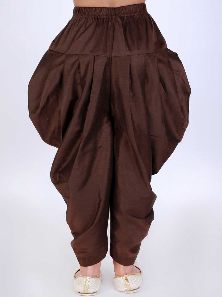 VASTRAMAY Boy's Coffee Brown Solid Relaxed-Fit Dhoti