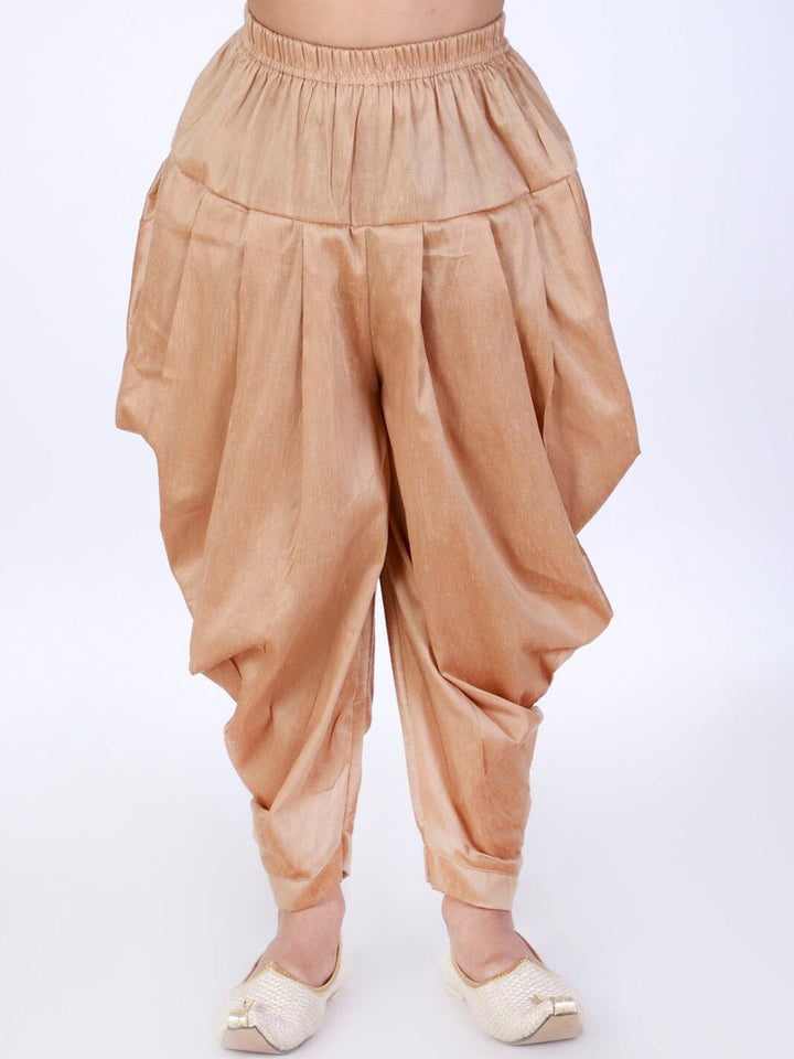 VASTRAMAY Boys Beige Solid Cotton Dhoti Pants