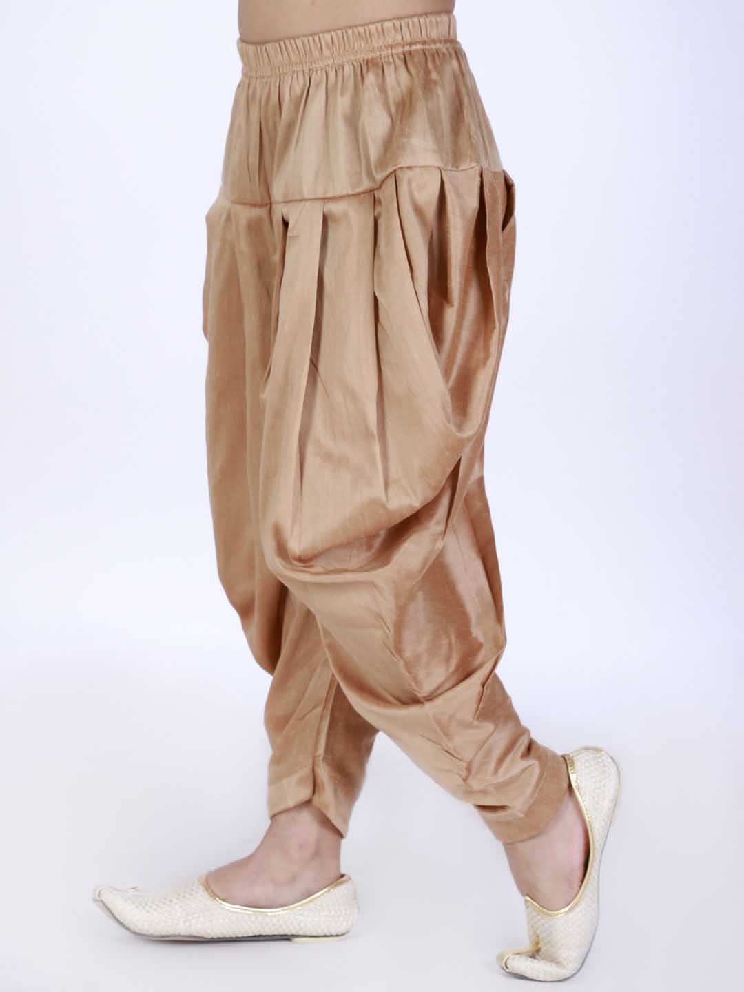 VASTRAMAY Boys Beige Solid Cotton Dhoti Pants