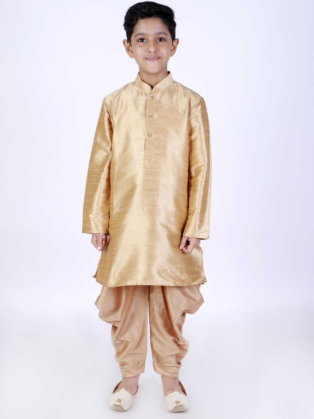 VASTRAMAY Boys Beige Solid Cotton Dhoti Pants