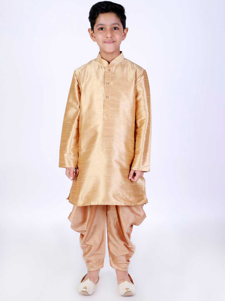 VASTRAMAY Boys Beige Solid Cotton Dhoti Pants