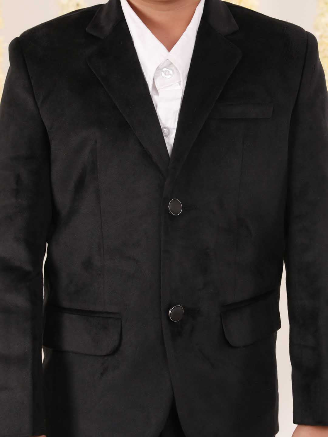 VASTRAMAY Boy's Black Velvet Blazer