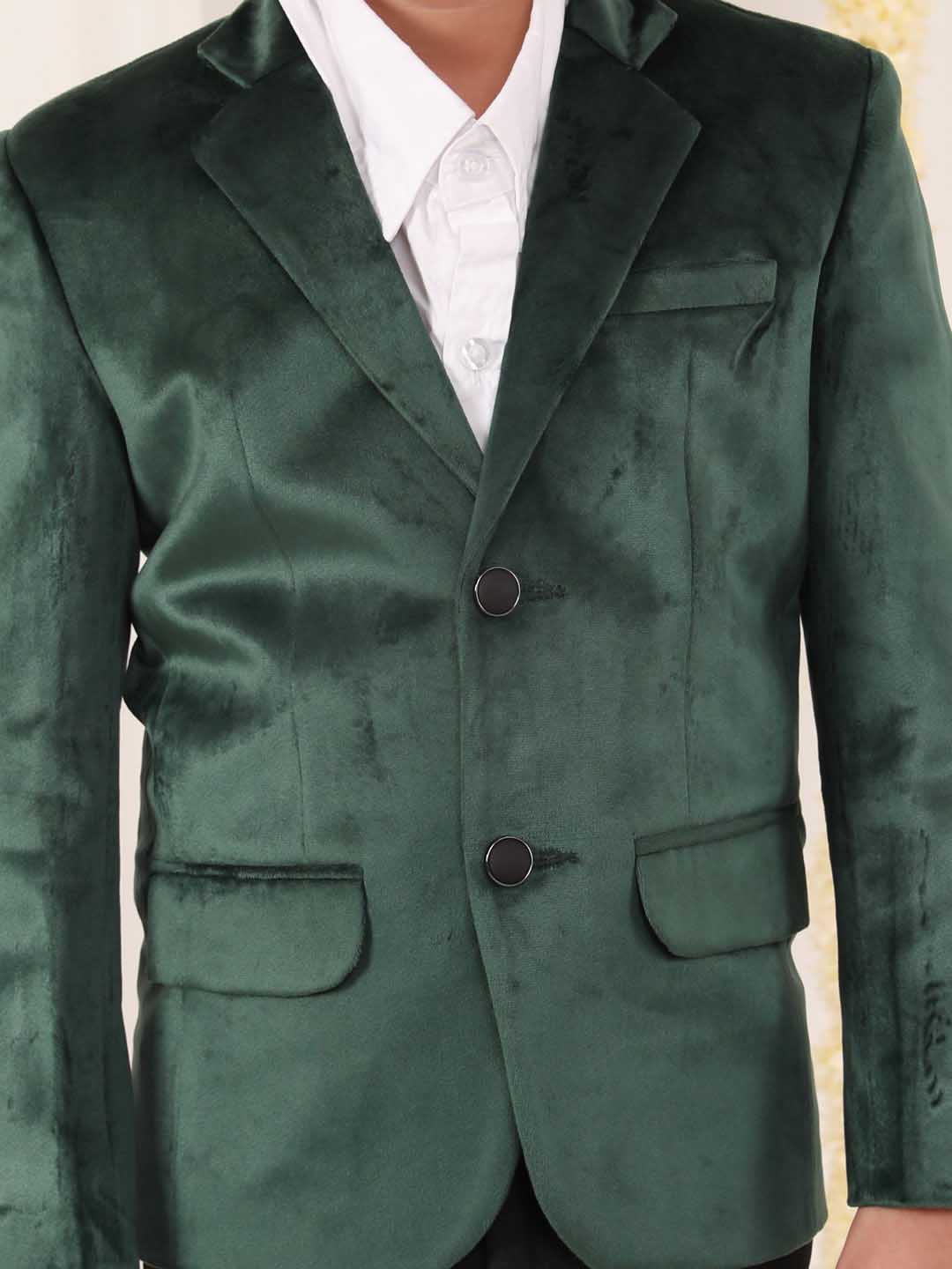 VASTRAMAY Boy's Green Velvet Blazer