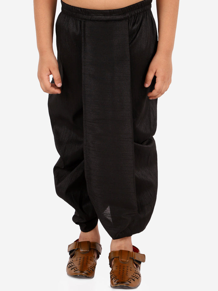 VASTRAMAY Boys' Black Silk Blend Dhoti