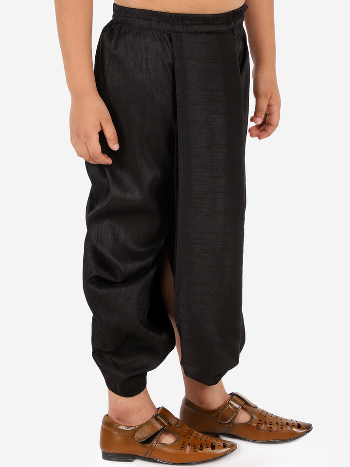 VASTRAMAY Boys' Black Silk Blend Dhoti